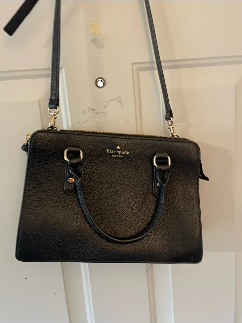 Kate Spade Mulberry Street Lise Black Pebbled Leather Satchel Handbag Purse